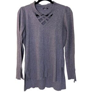 Vila Milano Sweater Womens Medium Grey Tunic Lightweight Casual Knit